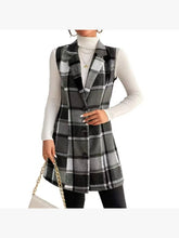 Plaid Sleeveless Long Vest Miss Sparkling BLACK MULTI S